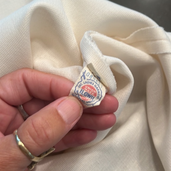 Cute Vintage 70’s Polyester Knit Cream Dress Size Large - Picture 5 of 6